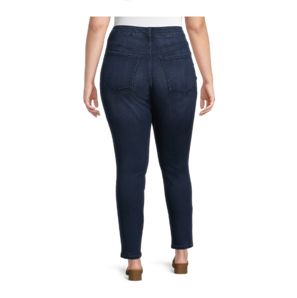 TERRA & SKY PLUS SIZE CORE SKINNY JEANS DARK BLUE WASH - Picture 6 of 15